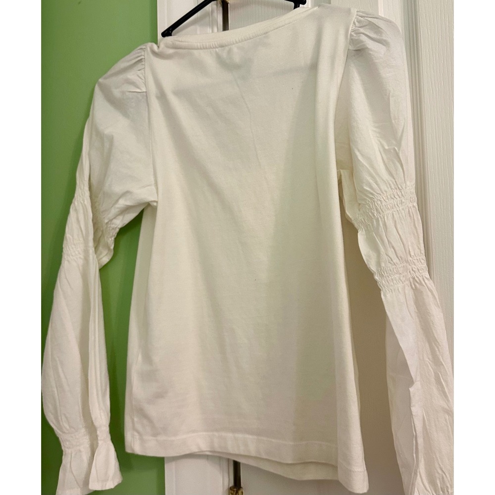 French Connection Puff‎ Sleeve Top Smocked Long Sleeve Blouse XS - Picture 5 of 5